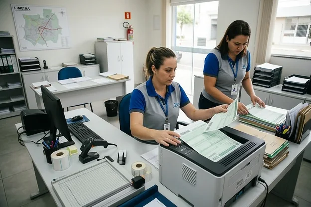 Equipe encarregada de impressão do CRLV-e.