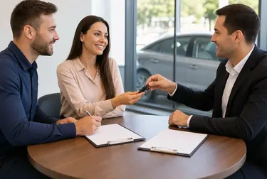 Profissionais auxiliando na transferência de veículo.