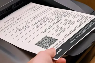 Profissionais imprimindo CRLV-e em um ambiente de trabalho.